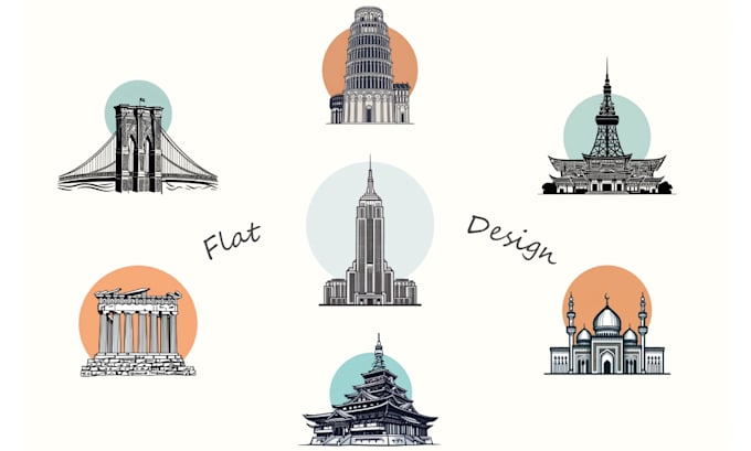 create a city skyline, landmarks, silhouette and cityscapes
