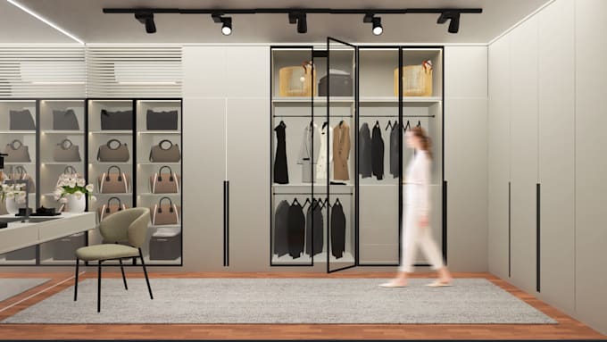 design a custom closet, wardrobe or dressing room in 3d
