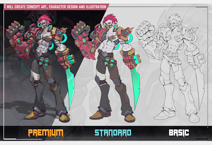 draw concept art and illustration of characters and monsters