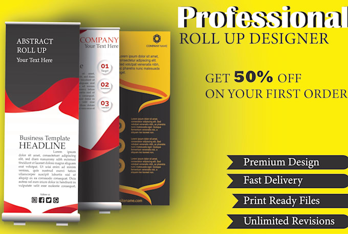 Design pull up, roll up, pop up and roller banner by Hamayundesign | Fiverr