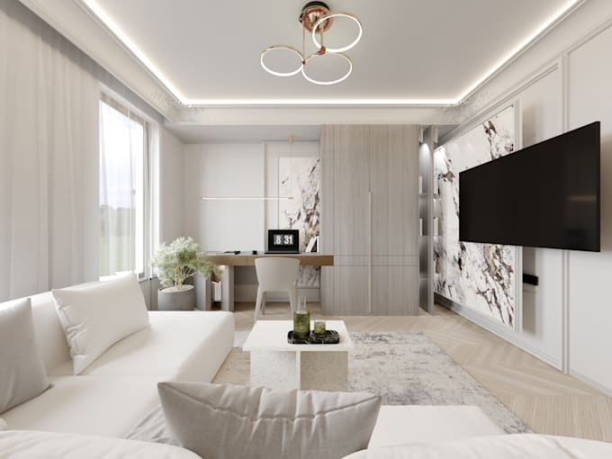 design and render your living room, bedroom, dining