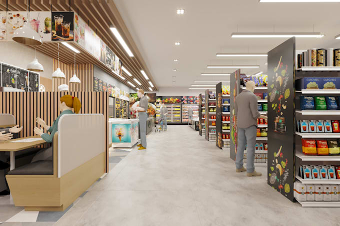 do interior design,3d render for cafe,restaurants, coffee shop,retail stores