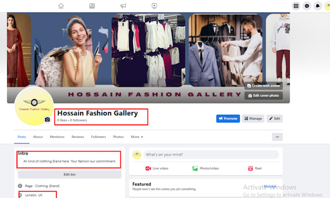 create, setup and design facebook business page for you
