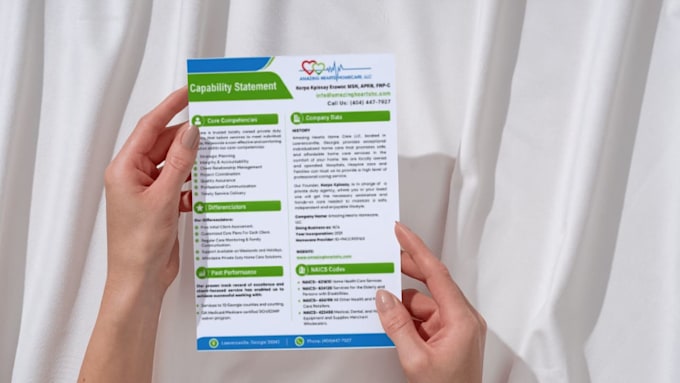 design a professional capability statement for federal government contract