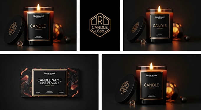 unique luxury modern candle logo and label