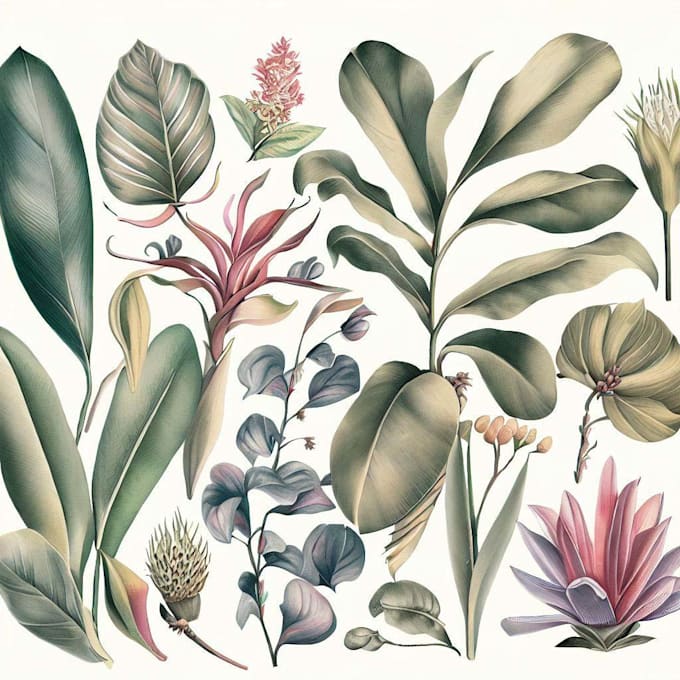 draw botanical illustrations of flowers