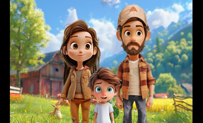 draw 3d children book illustration and book cover