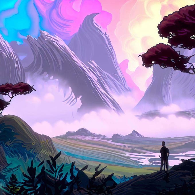 make a fantasy landscape illustration