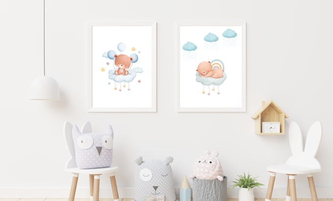 Create cute printable nursery wall art printables for etsy by