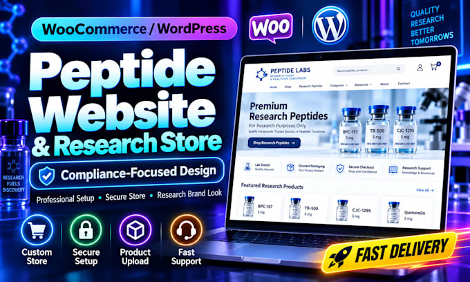 build fda compliant peptide website or research store on woocommerce