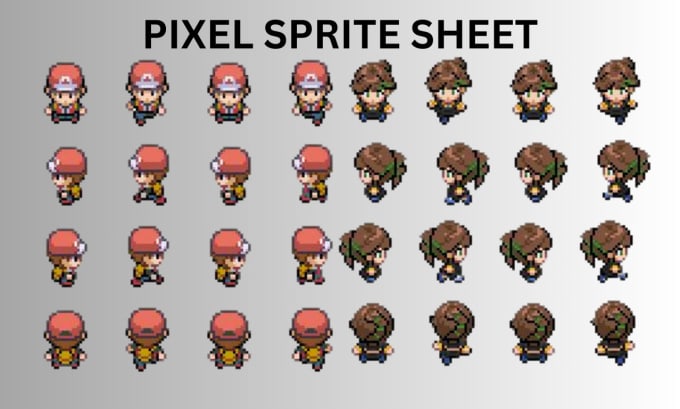 Create pixel art character, 2d sprite sheet, 2d game animation for rpg ...