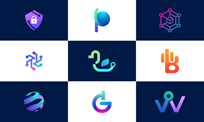 modern minimalist tech, startup, crypto, security, app logo design