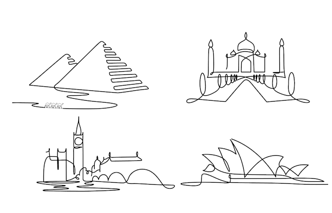 Draw one line art illustration building and landscape by Sabujhossain75 ...