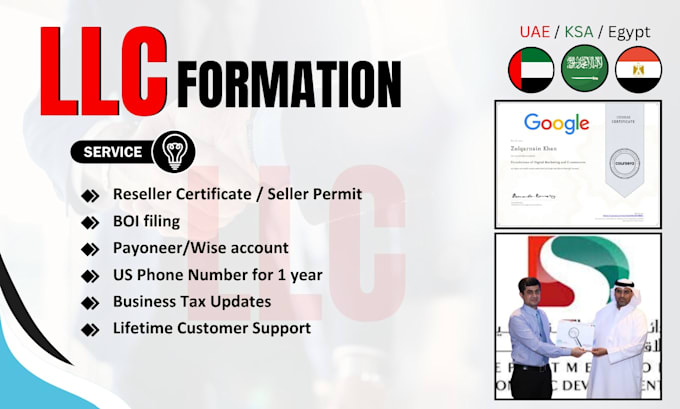 register USA llc with ein,agent,address,boi,tax updates etc