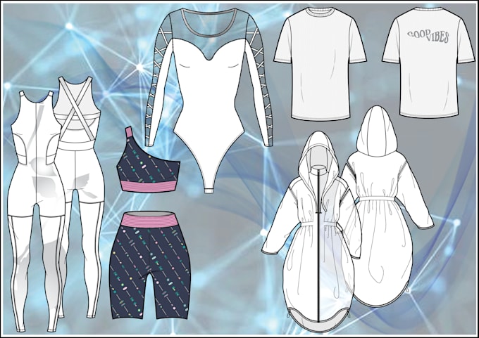 technical drawing and denim pants design
