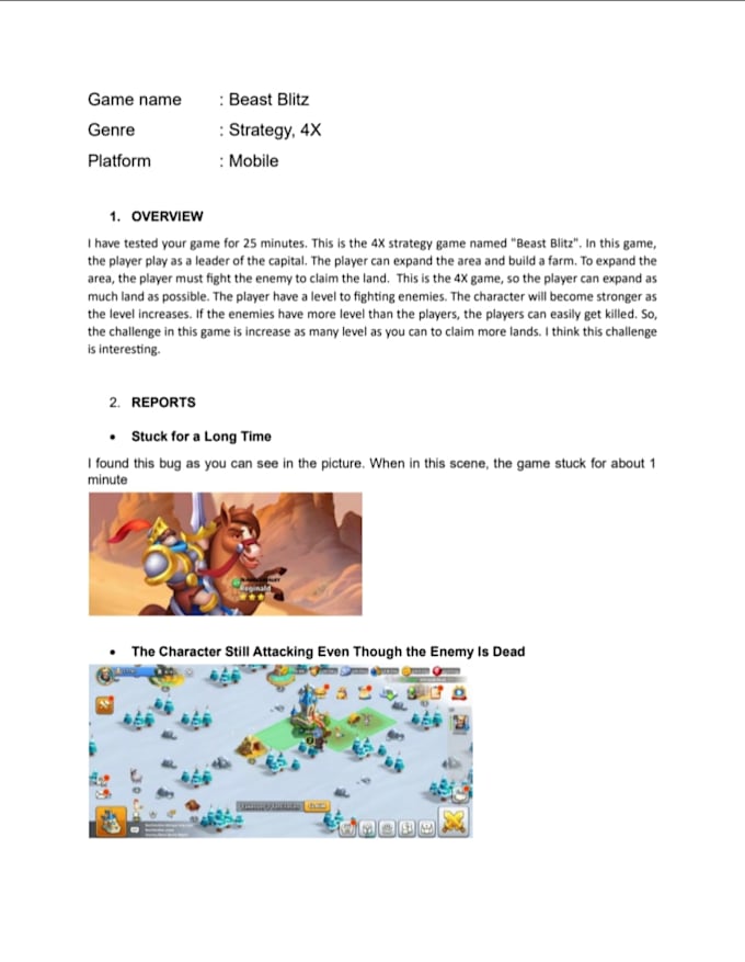 test and review your game