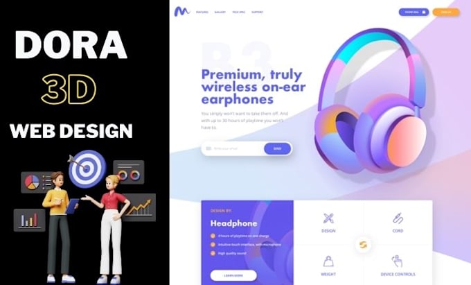 design dora 3d website framer website landing page