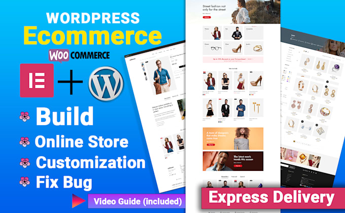 build ecommerce wordpress woocommerce website with elementor page builder