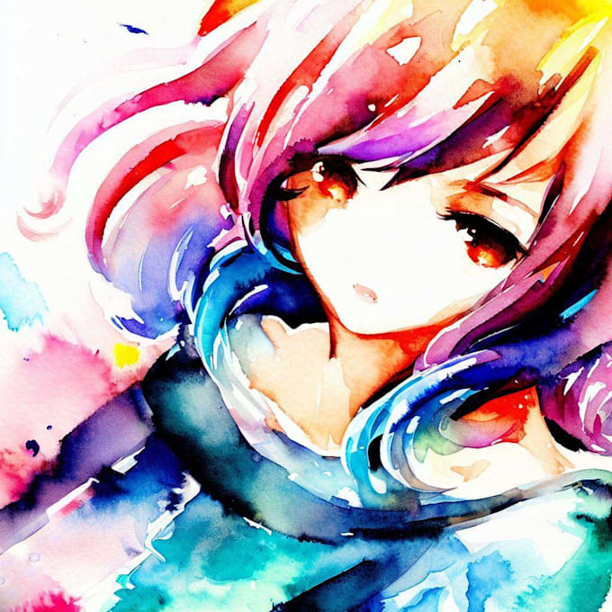 create a anime watercolor painting