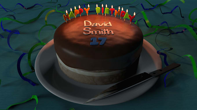 create a personalized 3D birthday cake image