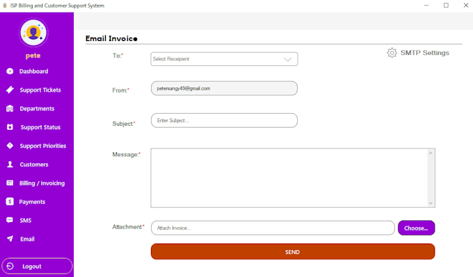 develop a billing  system with invoicing, SMS alerts and emailing