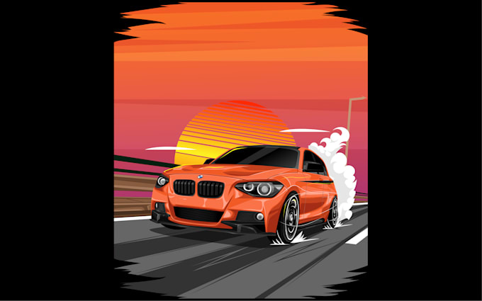 draw car vector illustration for your t shirt design