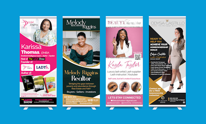 design roll up banner, retractable banner, pull up banner, or roller banner