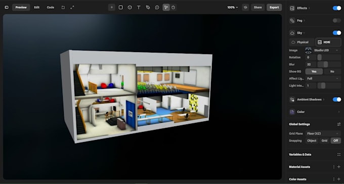 create custom 3d models optimized for threejs, glb and gltf