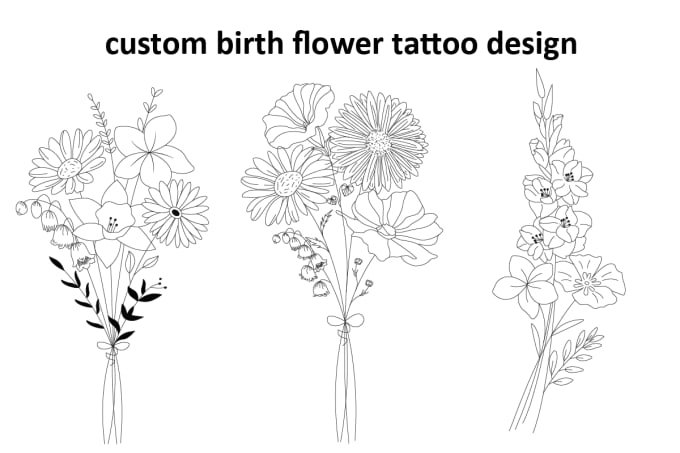 Draw custom birth flowers tattoo in illustration by Rlsrony33 | Fiverr