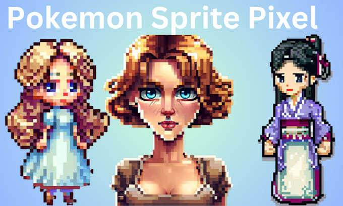illustrate 2d game character art props icons asset pixel videos games pokemon