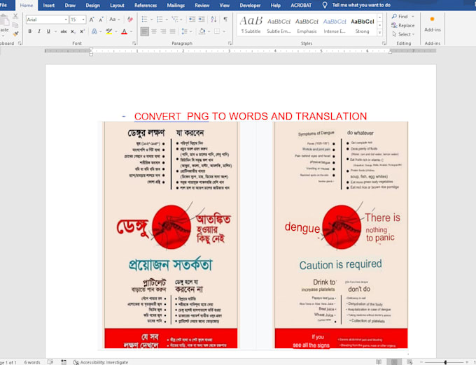 do PDF to words and translation