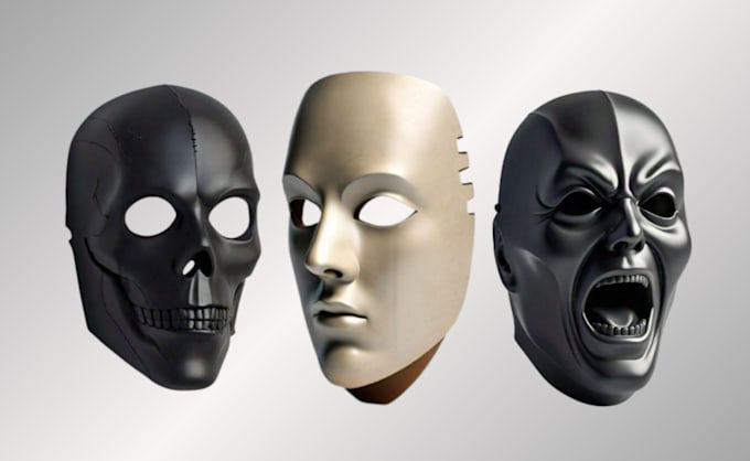 3d mask, 3d helmet cosplay, 3d model, 3d face mask, printable 3d mask model