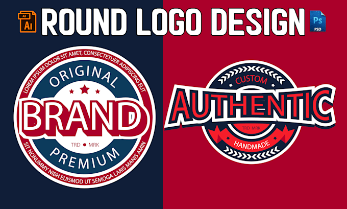 design a circular round, badge, stamp, sticker, label logo