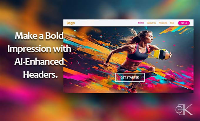 design a creative website header with ai generated background