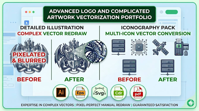 manually vectorize, redraw, and convert your logo  to vector