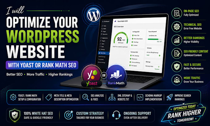 optimize your wordpress website with yoast or rank math SEO