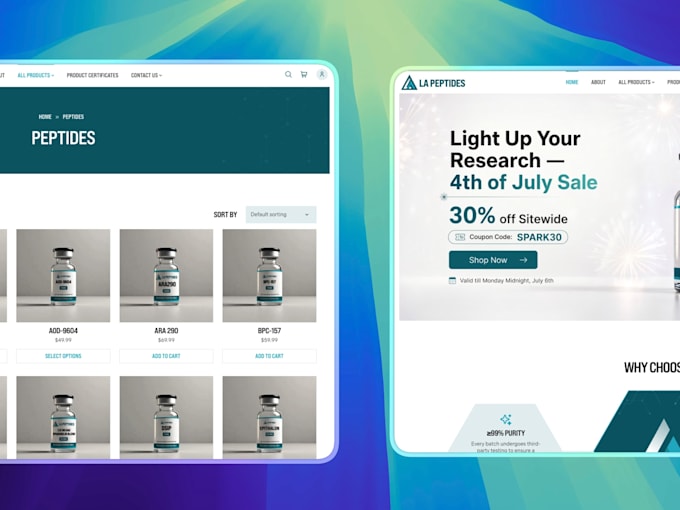build fda compliant peptide website, research peptide store using woocommerce