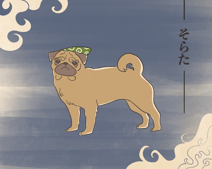 Draw your pet in japanese ukiyoe style by Kaorikao Fiverr