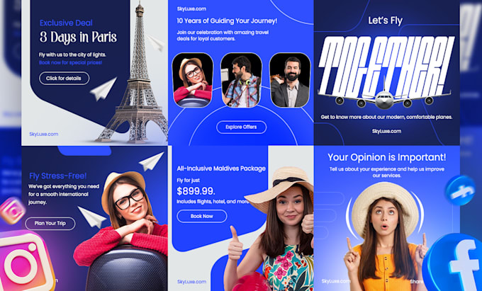 design creative social media post ads for instagram facebook and linkedin