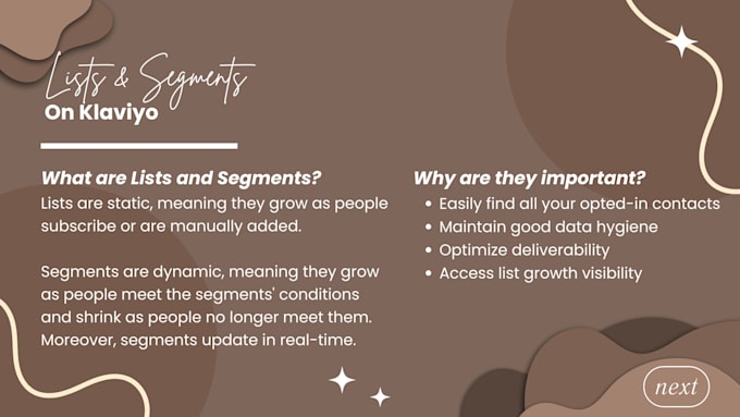 create effective lists and segments on klaviyo