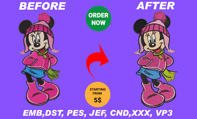 do embroidery digitizing in 2 hours emb, dst, pes files
