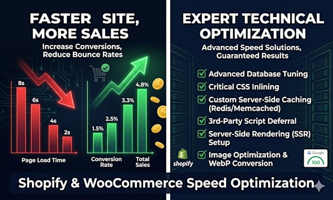 optimize shopify or woocommerce speed and core web vitals