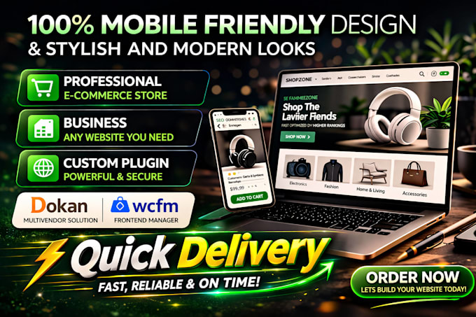 build ecommerce online webshop and woocommerce multivendor wcfm, dokan website