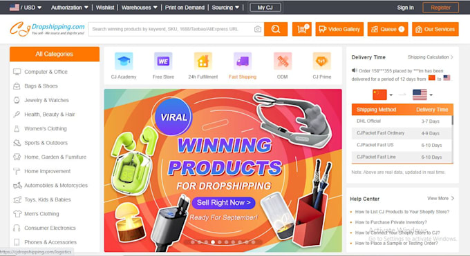 do cj dropshipping to ebay amazon and shopify top listings