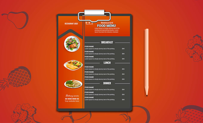 design food menu for restaurant sale sheet