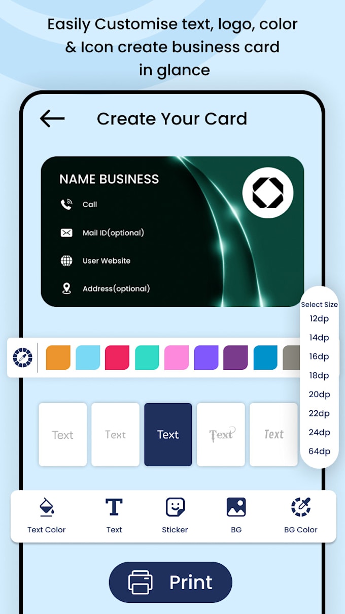 Developed business card maker android app by Create_apps Fiverr