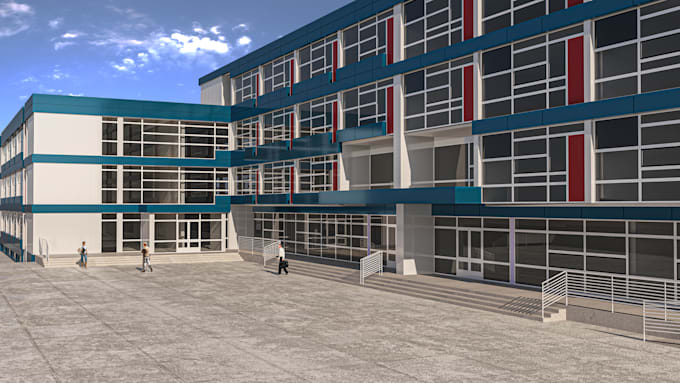 do 3d modeling interior exterior design for school