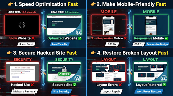 fix wordpress critical error, white screen and site bugs