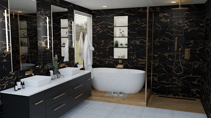 create a serene and functional interior design concept for your bathroom