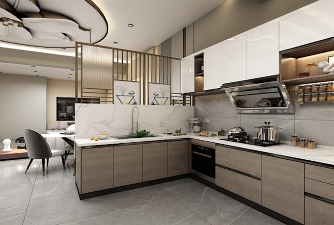 design luxury interior, 3d render and modern space planning